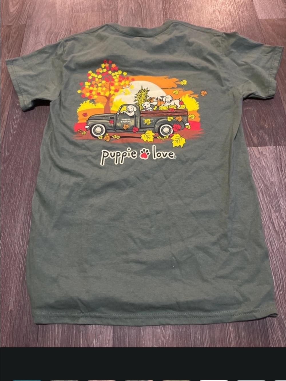 Puppie Love Olive Graphic T‑Shirt